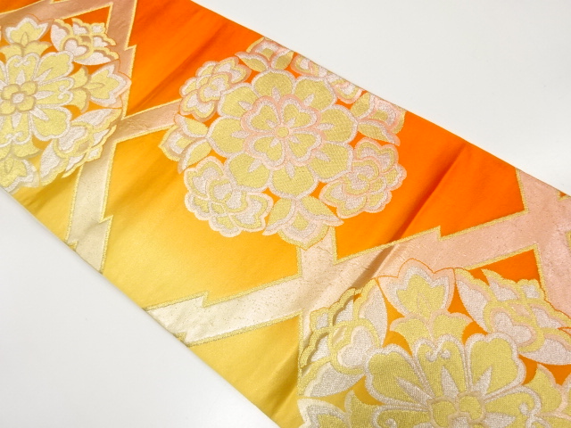 JAPANESE KIMONO / ANTIQUE FUKURO OBI / SILK / WOVEN MATSUKAWABISHI